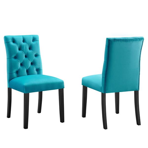 Duchess Performance Velvet Dining Chairs - Set of 2 - Blue 