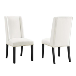 Baron Performance Velvet Dining Chairs - Set of 2 - White 