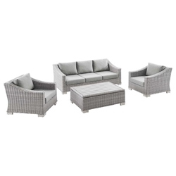 Conway 4-Piece Outdoor Patio Wicker Rattan Furniture Set - Light Gray Gray - Style A 