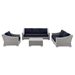 Conway 4-Piece Outdoor Patio Wicker Rattan Furniture Set - Light Gray Navy - Style A - MOD12543