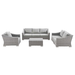 Conway 4-Piece Outdoor Patio Wicker Rattan Furniture Set - Light Gray Gray - Style B 