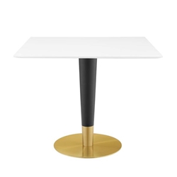 Zinque 36" Square Dining Table - Gold White 
