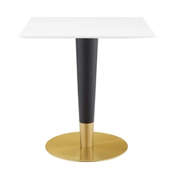 Zinque 28" Square Dining Table - Gold White 