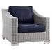 Conway 4-Piece Outdoor Patio Wicker Rattan Furniture Set - Light Gray Navy - Style B - MOD12562