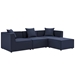 Saybrook Outdoor Patio Upholstered 4-Piece Sectional Sofa - Navy - Style A - MOD12623