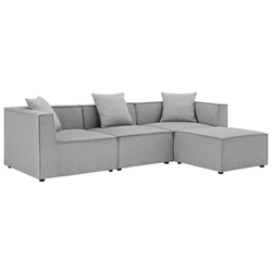 Saybrook Outdoor Patio Upholstered 4-Piece Sectional Sofa - Gray - Style A 