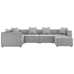 Saybrook Outdoor Patio Upholstered 6-Piece Sectional Sofa - Gray - Style A 