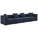 Saybrook Outdoor Patio Upholstered 4-Piece Sectional Sofa - Navy - Style B - MOD12646