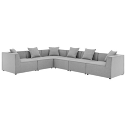 Saybrook Outdoor Patio Upholstered 6-Piece Sectional Sofa - Gray - Style B 