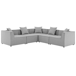 Saybrook Outdoor Patio Upholstered 5-Piece Sectional Sofa - Gray - Style A 