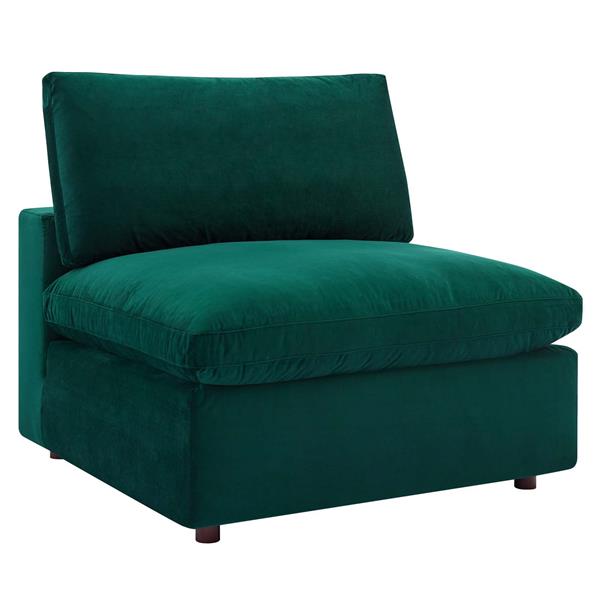Commix Down Filled Overstuffed Performance Velvet Armless Chair - Green 