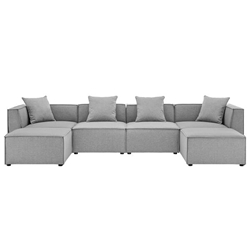 Saybrook Outdoor Patio Upholstered 6-Piece Sectional Sofa - Gray 