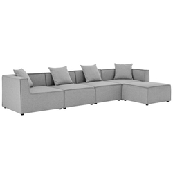 Saybrook Outdoor Patio Upholstered 5-Piece Sectional Sofa - Gray - Style B 