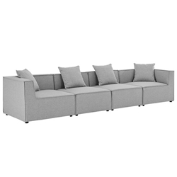 Saybrook Outdoor Patio Upholstered 4-Piece Sectional Sofa - Gray - Style B 