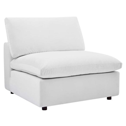 Commix Down Filled Overstuffed Performance Velvet Armless Chair - White 