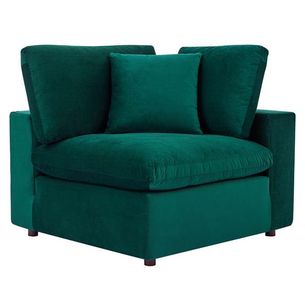 Commix Down Filled Overstuffed Performance Velvet Corner Chair - Green 