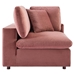 Commix Down Filled Overstuffed Performance Velvet Corner Chair - Dusty Rose - MOD12672
