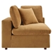Commix Down Filled Overstuffed Performance Velvet Corner Chair - Cognac - MOD12673