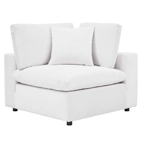 Commix Down Filled Overstuffed Performance Velvet Corner Chair - White 