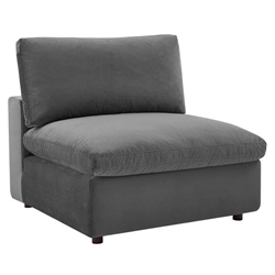 Commix Down Filled Overstuffed Performance Velvet Armless Chair - Gray 