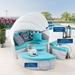 Scottsdale Canopy Sunbrella® Outdoor Patio Daybed - Light Gray Aruba - MOD12679