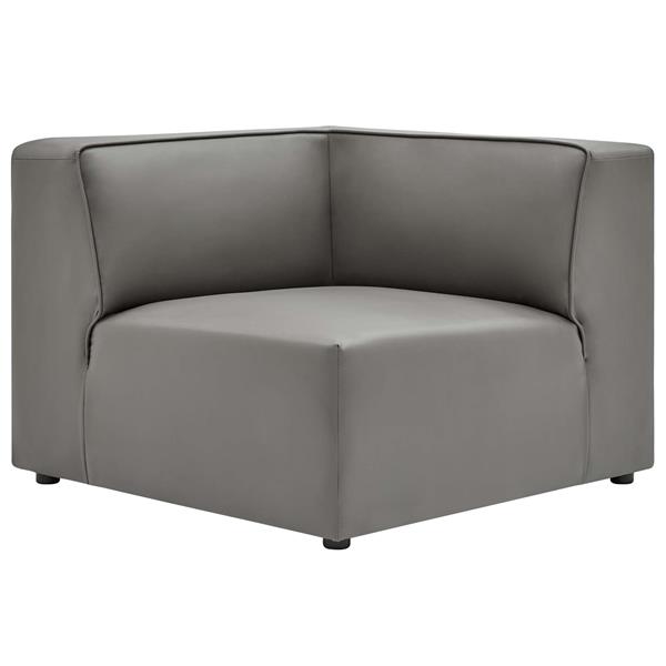 Mingle Vegan Leather Corner Chair - Gray 