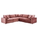 Commix Down Filled Overstuffed Performance Velvet 5-Piece Sectional Sofa - Dusty Rose - Style A - MOD12756