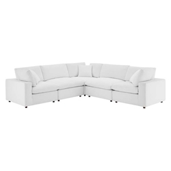Commix Down Filled Overstuffed Performance Velvet 5-Piece Sectional Sofa - White - Style A 