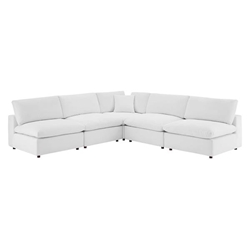Commix Down Filled Overstuffed Performance Velvet 5-Piece Sectional Sofa - White - Style B 
