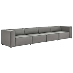 Mingle Vegan Leather 4-Piece Sectional Sofa - Gray 