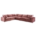 Commix Down Filled Overstuffed Performance Velvet 6-Piece Sectional Sofa - Dusty Rose - Style B - MOD12788