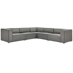 Mingle Vegan Leather 5-Piece Sectional Sofa - Gray 