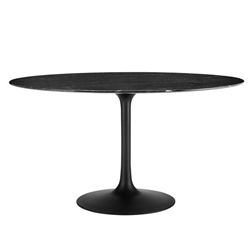 Lippa 54" Round Artificial Marble Dining Table - Black Black 