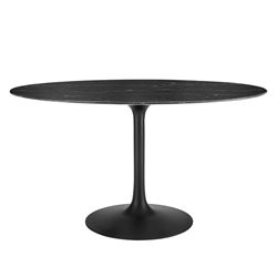 Lippa 54" Oval Artificial Marble Dining Table - Black Black 