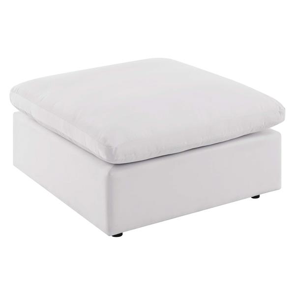 Commix Overstuffed Outdoor Patio Ottoman - White 