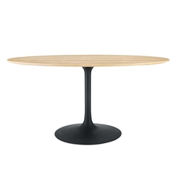 Lippa 60" Oval Wood Grain Dining Table - Black Natural 