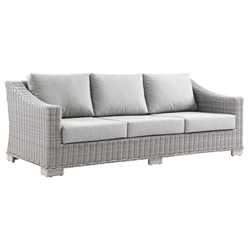 Conway Outdoor Patio Wicker Rattan Sofa - Light Gray Gray 