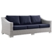 Conway Outdoor Patio Wicker Rattan Sofa - Light Gray Navy - MOD12891