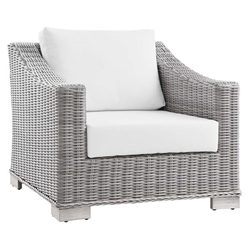 Conway Outdoor Patio Wicker Rattan Armchair - Light Gray White 