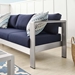 Shore Sunbrella® Fabric Aluminum Outdoor Patio Sofa - Silver Navy - MOD12958