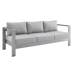 Shore Sunbrella® Fabric Aluminum Outdoor Patio Sofa - Silver Gray 
