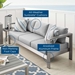 Shore Sunbrella® Fabric Aluminum Outdoor Patio Sofa - Silver Gray - MOD12960
