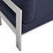 Shore Sunbrella® Fabric Aluminum Outdoor Patio Armless Chair - Silver Navy - MOD12961