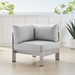 Shore Sunbrella® Fabric Aluminum Outdoor Patio Corner Sofa - Silver Gray - MOD12966