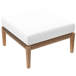 Clearwater Outdoor Patio Teak Wood Ottoman - Gray White 