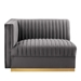 Sanguine Channel Tufted Performance Velvet 3-Seat Modular Sectional Sofa - Gray - MOD13156