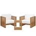 Carlsbad 3-Piece Teak Wood Outdoor Patio Set - Natural White - Style A