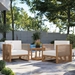 Carlsbad 3-Piece Teak Wood Outdoor Patio Set - Natural White - Style A - MOD13169