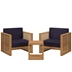 Carlsbad 3-Piece Teak Wood Outdoor Patio Set - Natural Navy - Style A