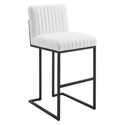 Indulge Channel Tufted Fabric Bar Stool - White 